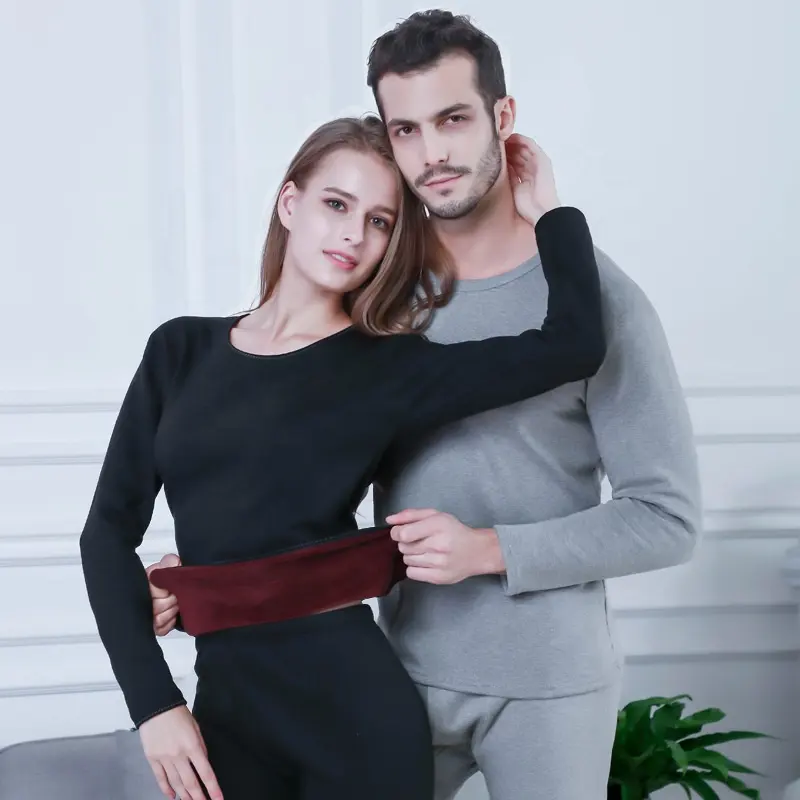 New Couples Wear Men Thermal Underwear Plus Velvet Thickening Youth Cotton Suit Round Neck Womens Cotton Sweater