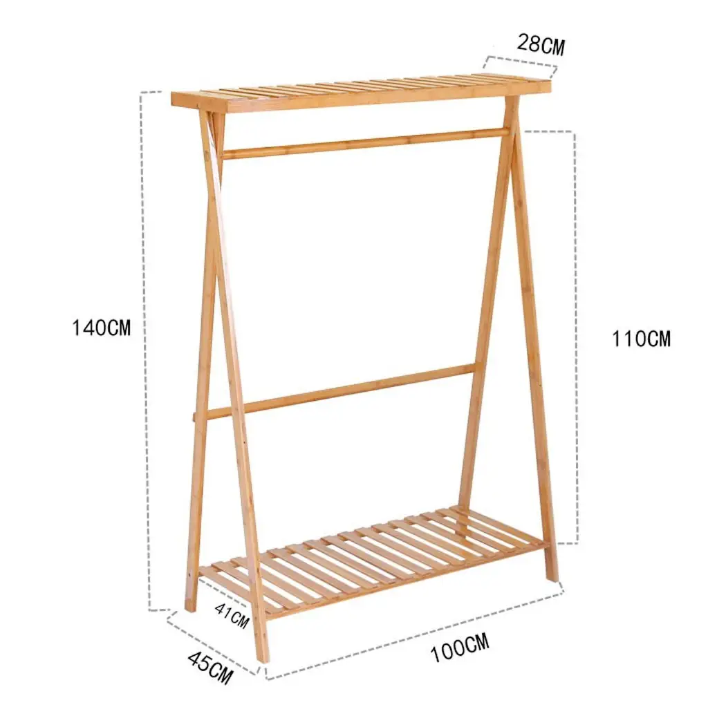 Бамбуковая вешалка для одежды, вешалка для пальто и одежды, сверхпрочные вешалки с верхней полкой и органайзером для хранения одежды для обуви