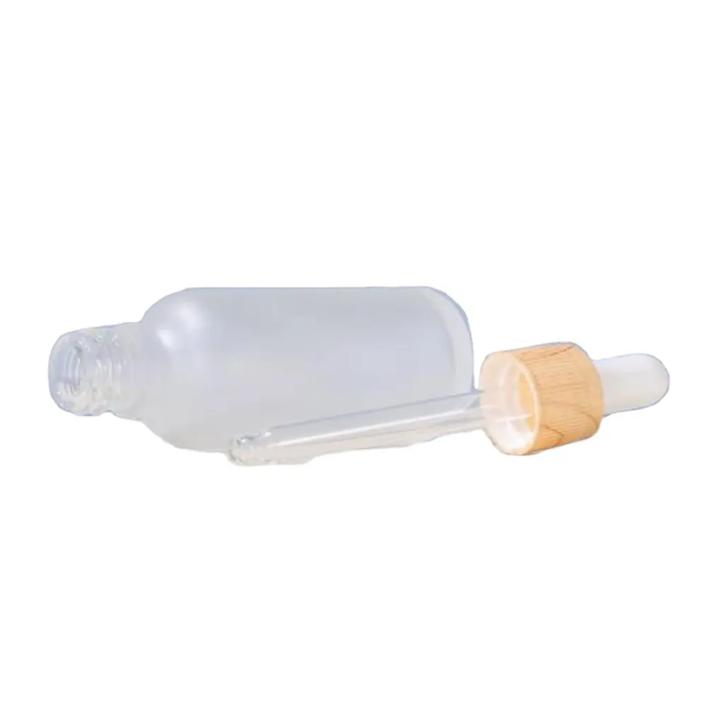 Пустая косметическая бутылка для эфирного масла 30 мл 1 унция 30 мл матовая черная стеклянная бутылка-капельница для кутикулы с бамбуковой крышкой