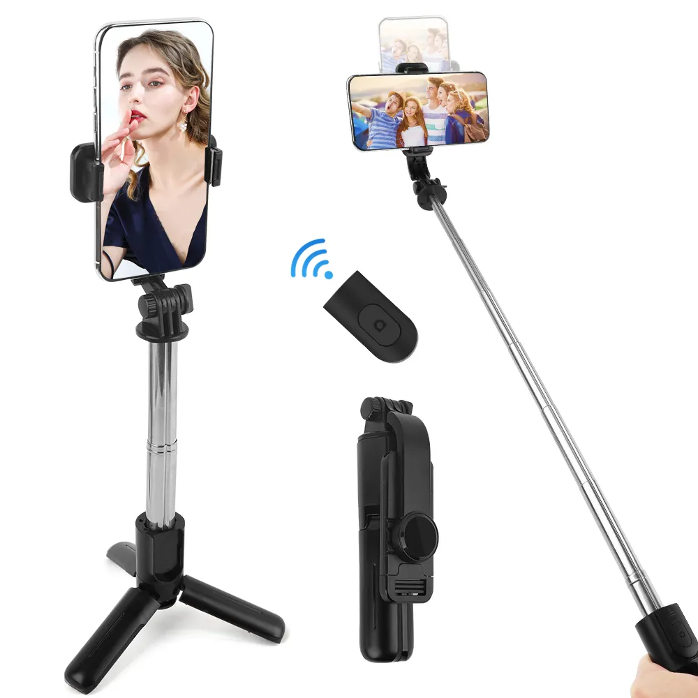 Amazon Hot Selling Selfie Stick Intergrated Tripod Stand with Wireless Remote for Mobile Phone