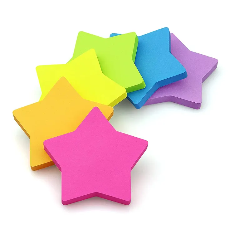 Star Shape 6 Color Bright Colorful Sticky Pad 75 Sheets/Pad Self-Sticky Note Pads