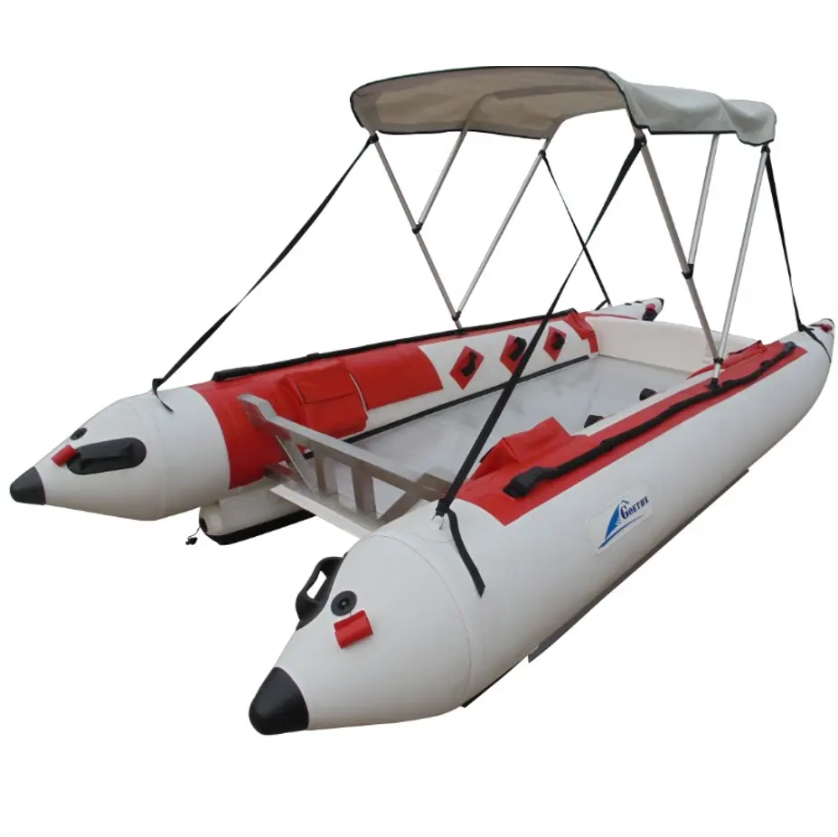 Goethe 14.1ft 430cm GTG430 Stainless Transom Inflatable Catamarans with aluminum floor for racing thundercat