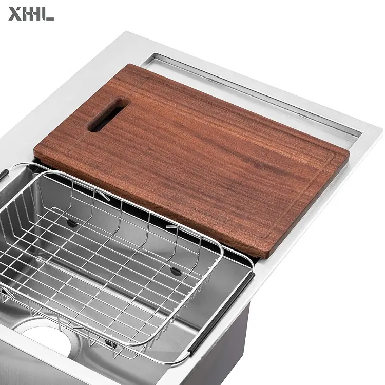 Manufacturer Handmade Kitchen Sink Stainless Steel Double Bowl Kitchen Sink With Drainboard