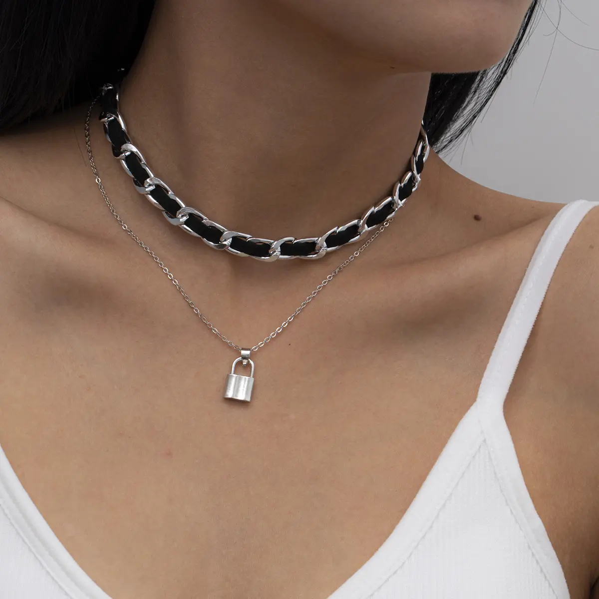 Уникальное ожерелье-чокер с подвеской вериua в стиле панк с замком для влюбленных, Женское Ожерелье, винтажная фланелевая цепочка, эстетическое ожерелье, ювелирные изделия