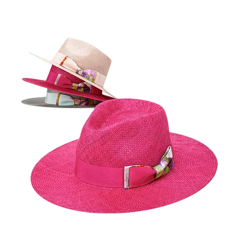 LINGLONG 2023 OEM Роскошная широкополая пользовательская шляпа Sombrero, шляпа от солнца, оптовая продажа женской соломенной шляпы из конопли Sisal для пляжа