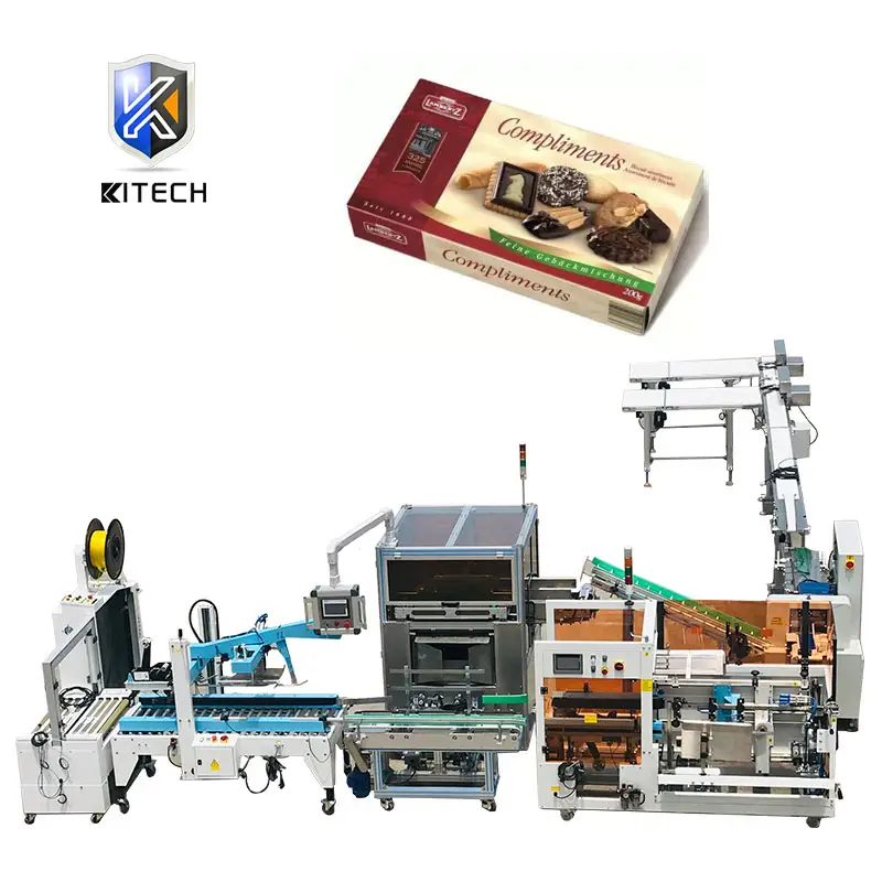 Kitech Good price of automatic food biscuit paper carton box packing machine with secondary packaging equipment