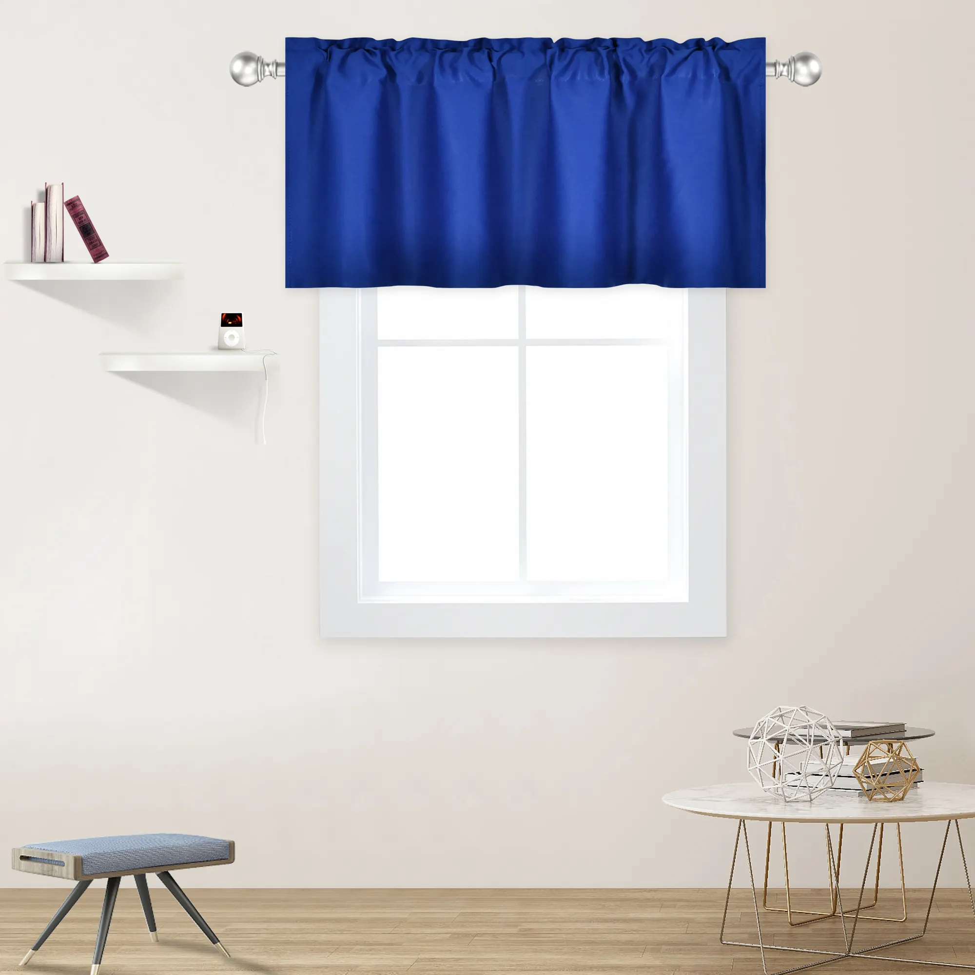 42x18 Inch Royal Blue Valance 100% Polyester Rod Pocket Style 1PC/Package