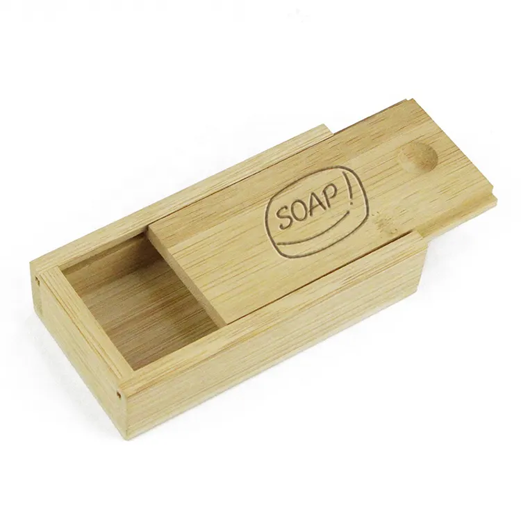 Custom solid wood bamboo box soap packaging box small wood gift box with slide top