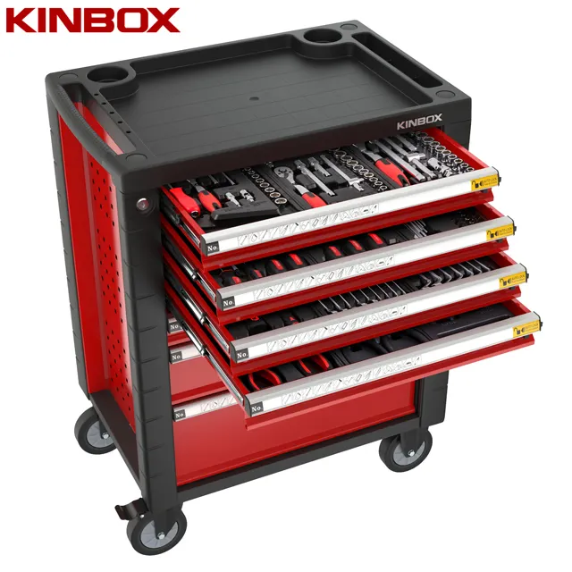 Ningbo Kinbox 232 pcs 7 Drawer Mobile Repair Heavy Tool Cart Werkzeugwagen Mit Werkzeug/Tool Storage Sets Cabinet