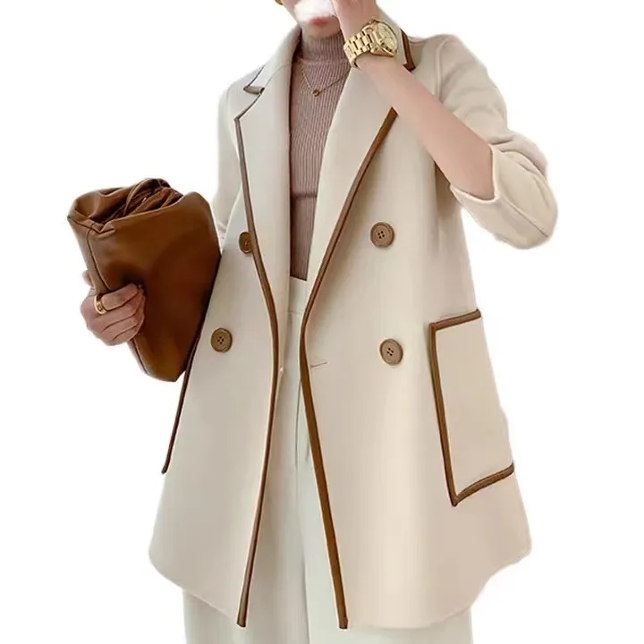 Новое дизайнерское высококачественное дамское модное кашемировое пальто Роскошная Корейская одежда Женское шерстяное пальто