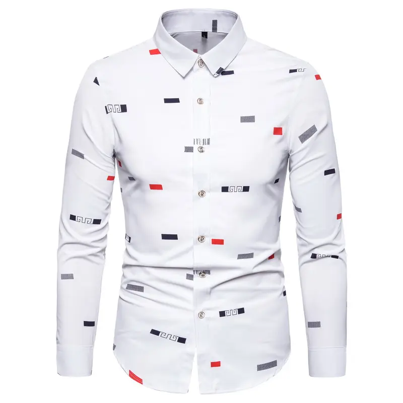 Dress shirt long sleeve spring dark blue men's casual quantity top white business Slim Fit Shirt