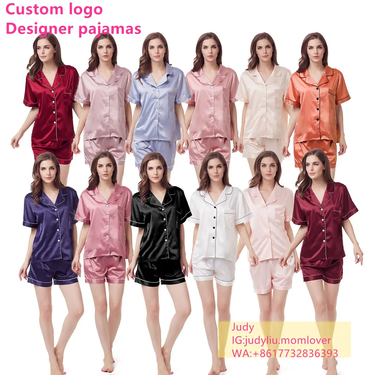 Женская пижама 2021, пикантная атласная одежда для сна desinger, 3 шт., с рубашкой и шортами, Шелковый пижамный комплект для женщин