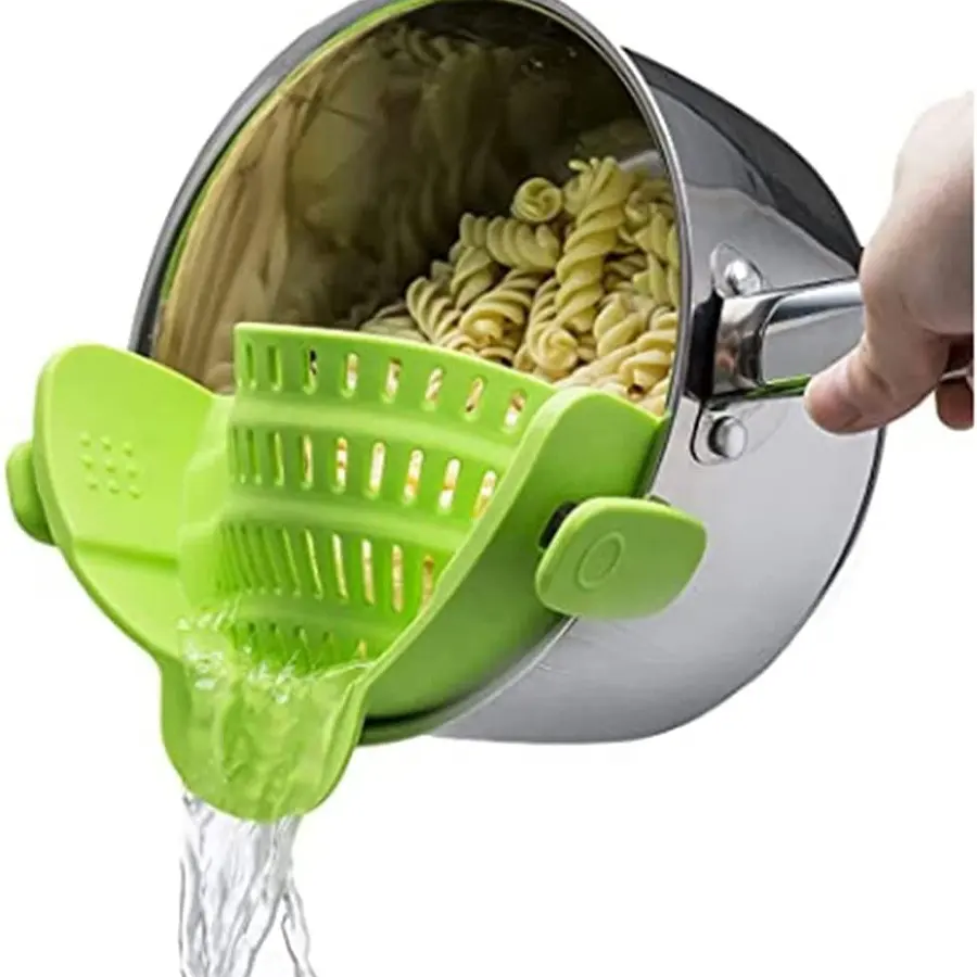 Hot selling vegetable silicone drain basket colanders pasta kitchen pot silicon strainer