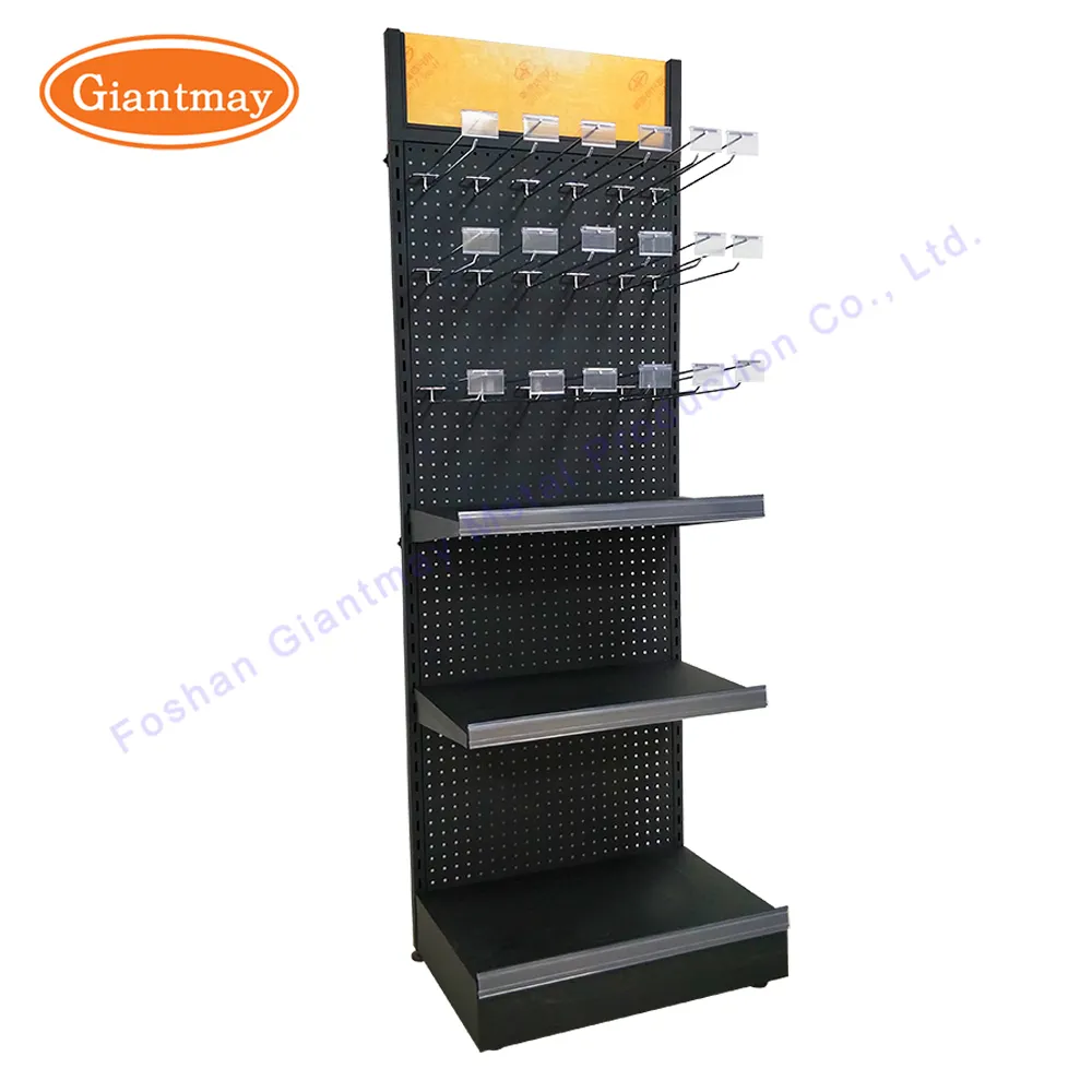 Retail Store Accessories Shops floor Display Stand Rack Pegboard Metal Shelf