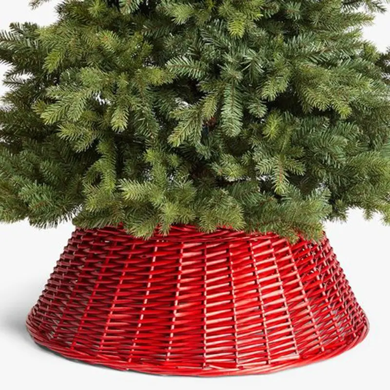 Kingwillow Decorative Rattan Willow Wicker Skirts Basket Christmas Tree wicker stand cover