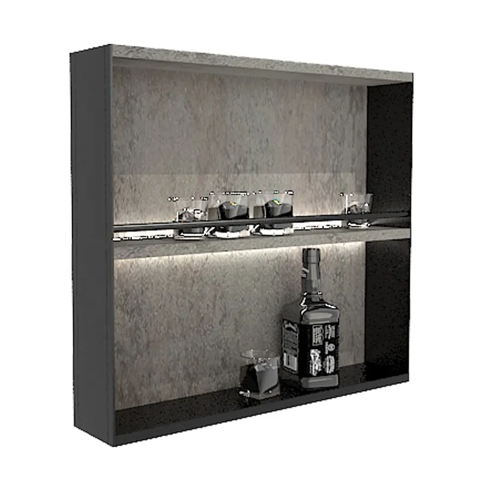 Classical Italy Style Wine Cabinet Aluminum Wood Shelf For Kitchen Wine Display Bar Cabinet