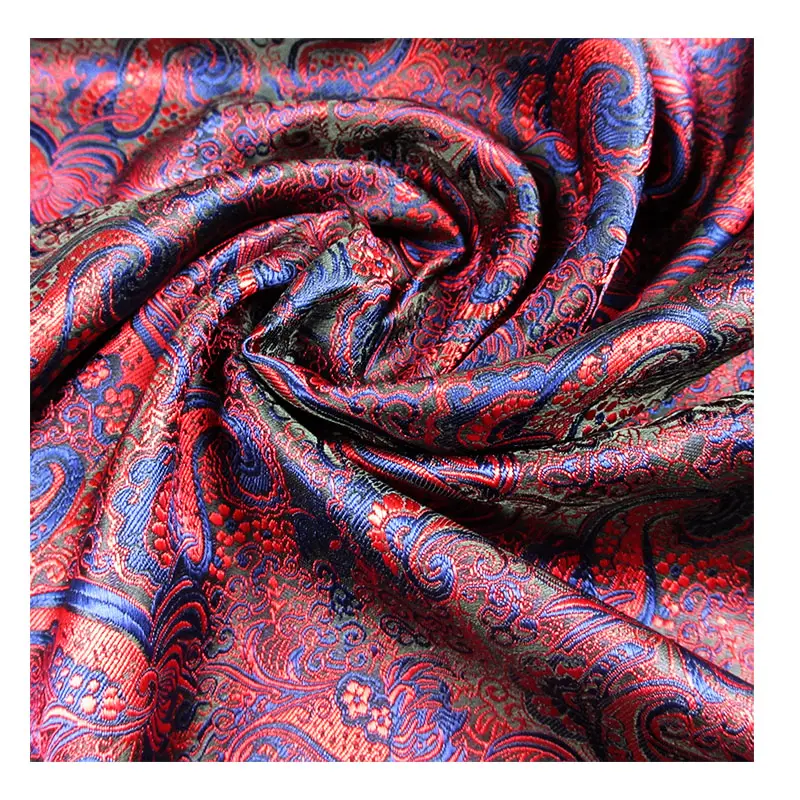 Manufacture Polyester Woven Jacquard Paisley Floral Plain Custom Tie Garment Fabric
