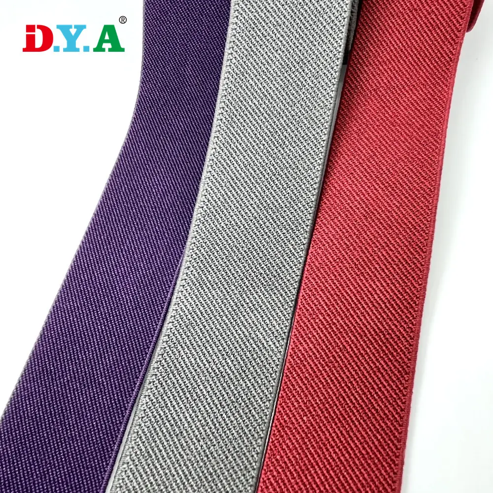 Лидер продаж, цветная полиэфирная плетеная плоская саржевая эластичная лента, растягивающаяся резиновая эластичная лента для ремня для одежды