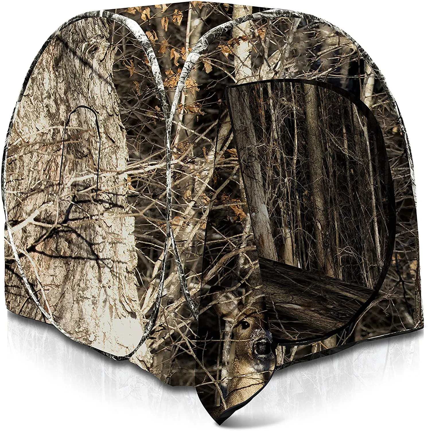 Super Magnum Pop-Up Hunting Ground Blind 2-4 Person Tent Hunting Gear Equipment And Accessories 6-Panel Spring Steel