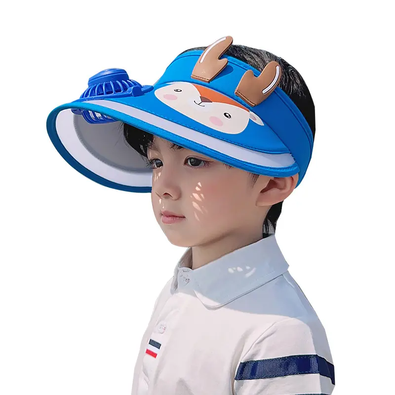 2023 новая шляпа от солнца с веером мультяшный козырек с широкими полями USB перезаряжаемая шляпа для детей