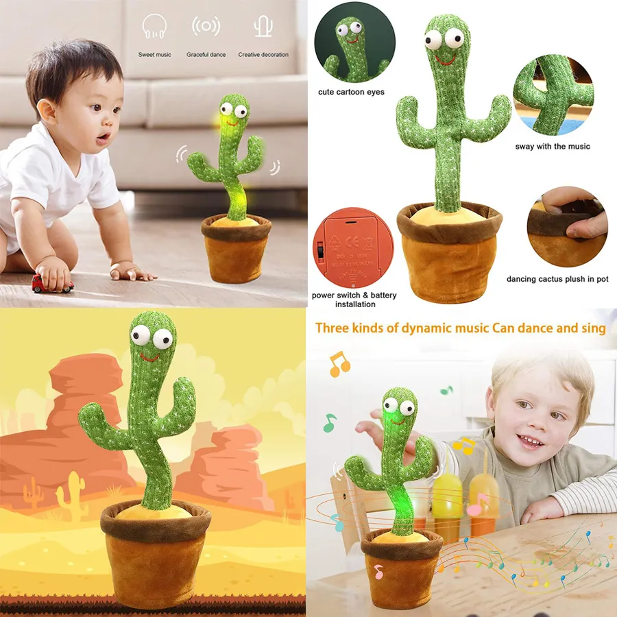 Lovely Talking Toy Dancing Cactus Doll Speak Talk Sound Record Repeat Toy Kawaii Cactus Toys Children Kids Education Toy Gift