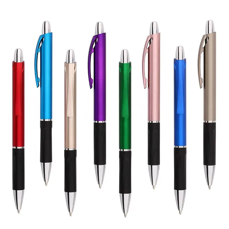 Customized logo printed hotel metallic colored ballpoint pen promotional plastic ball pen