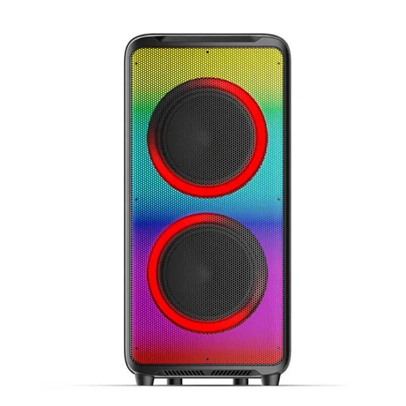 professional portable bluetooth speakers double 6.5 fire flame led light outdoor karaoke party speaker partybox blutooth speaker