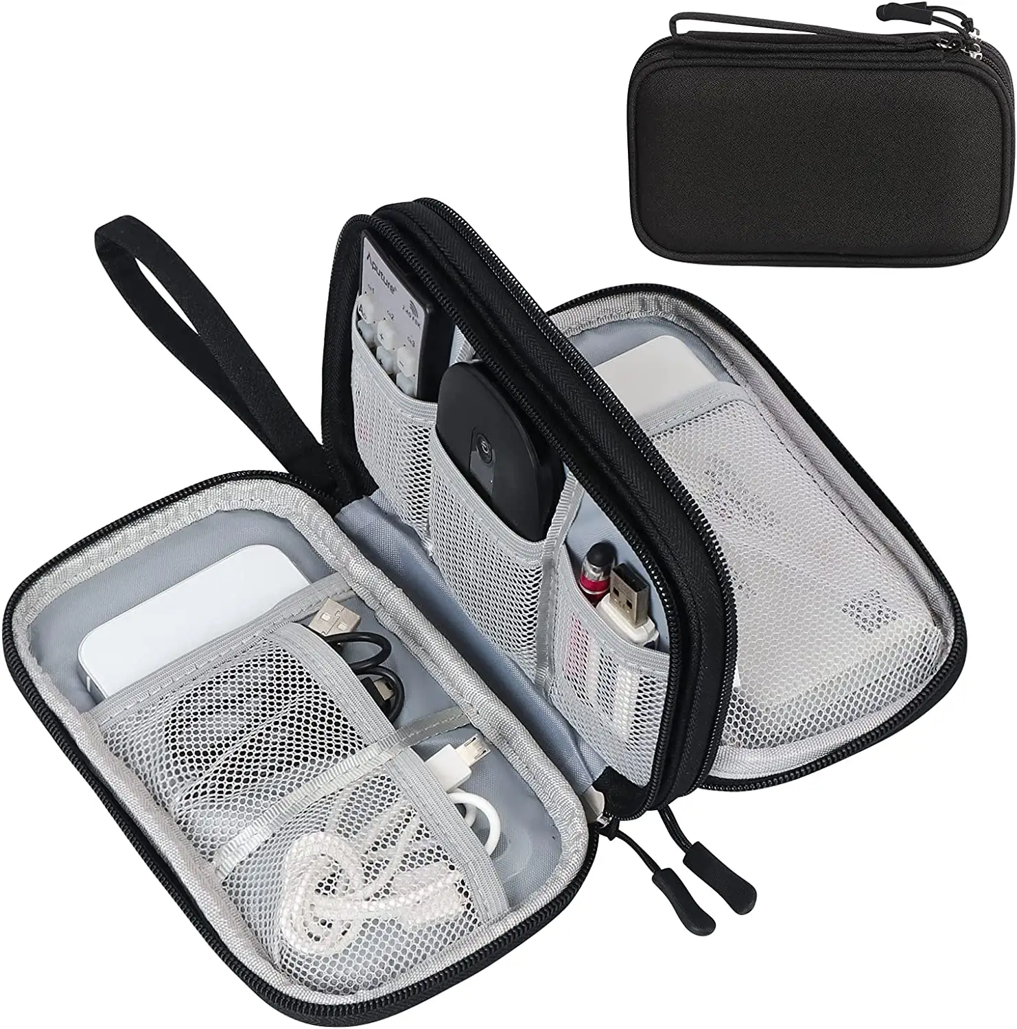 Оптовая продажа, портативная Водонепроницаемая двухслойная сумка для хранения, сумка для электронных аксессуаров, дорожный органайзер для кабеля