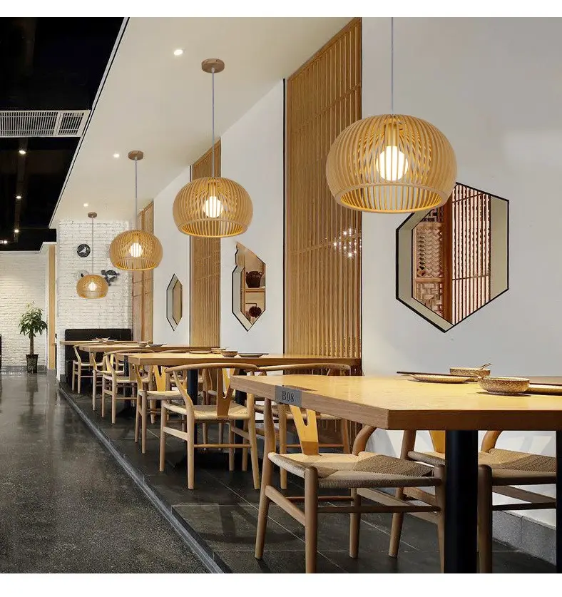 Китайские дизайнеры ручной работы, кухонная круглая Подвесная лампа, подвесной светильник из деревянной проволоки, подвесной светильник из бамбука для столовой, светодиодный светильник