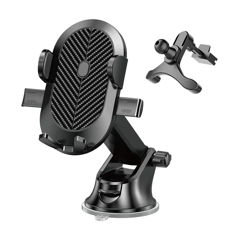 Suction cup smartphone Universal car air vent 360 holder Carbon fiber gravity base Compatible support mount Car phone holder