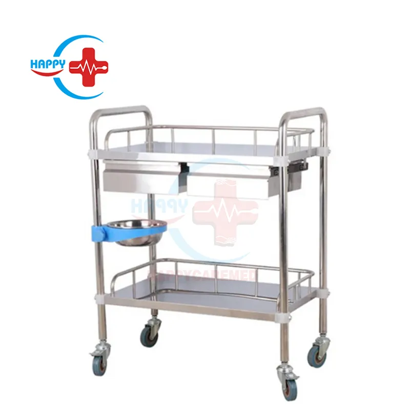 HC-M028 Medical Hospital Two-floor Equipment Therapy Trolley Cart With 2 Drawer/Medical Equipment