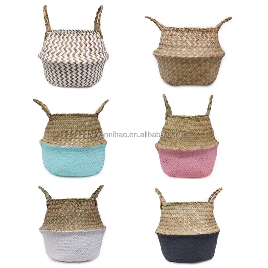 Changeable Seagrass Belly Baskets Woven Plant Basket Planter Wicker Basket for Plants Natural