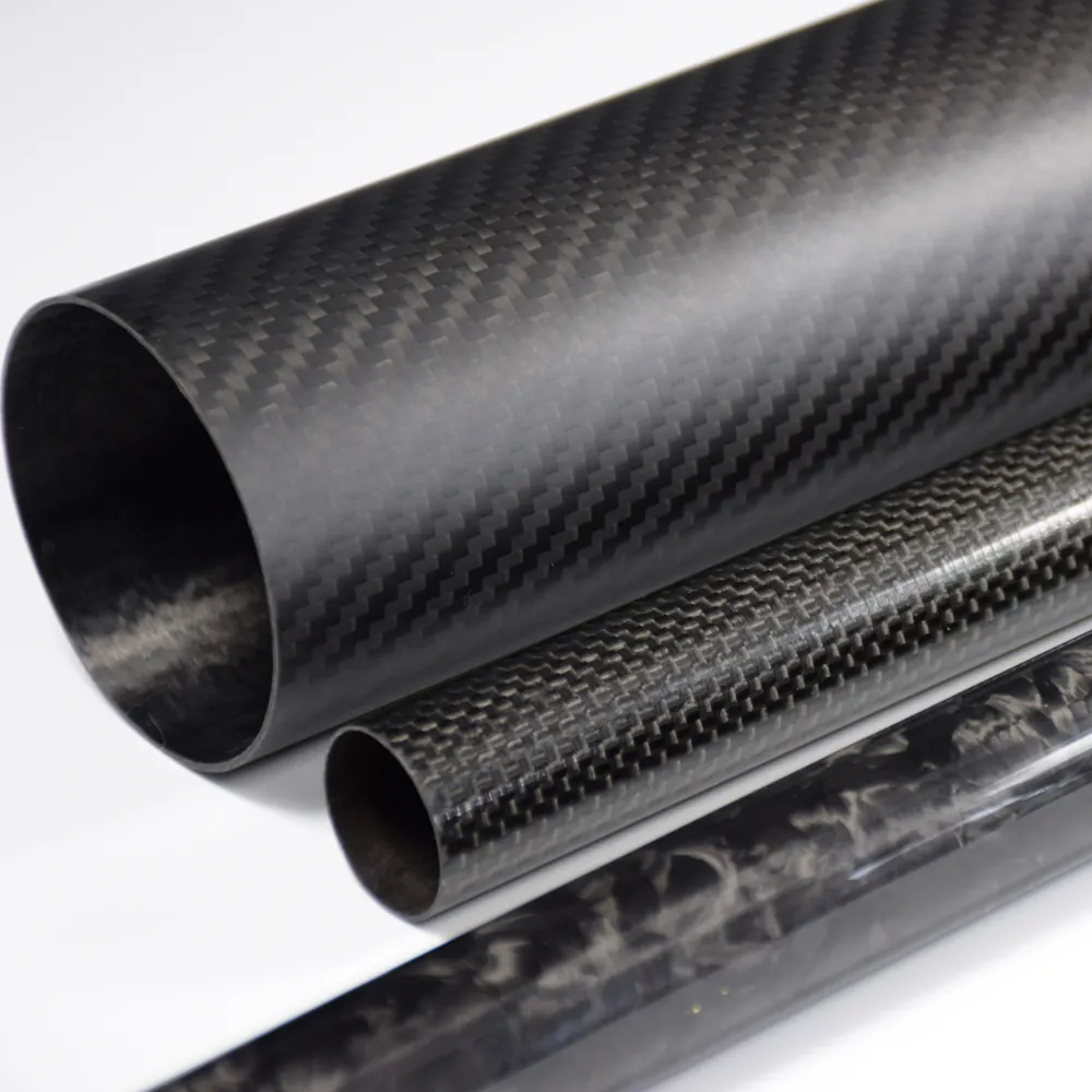Heat Strength Tubes High Strength Custom Dimension Round Plain Matte 3K Full Carbon Fiber Tube
