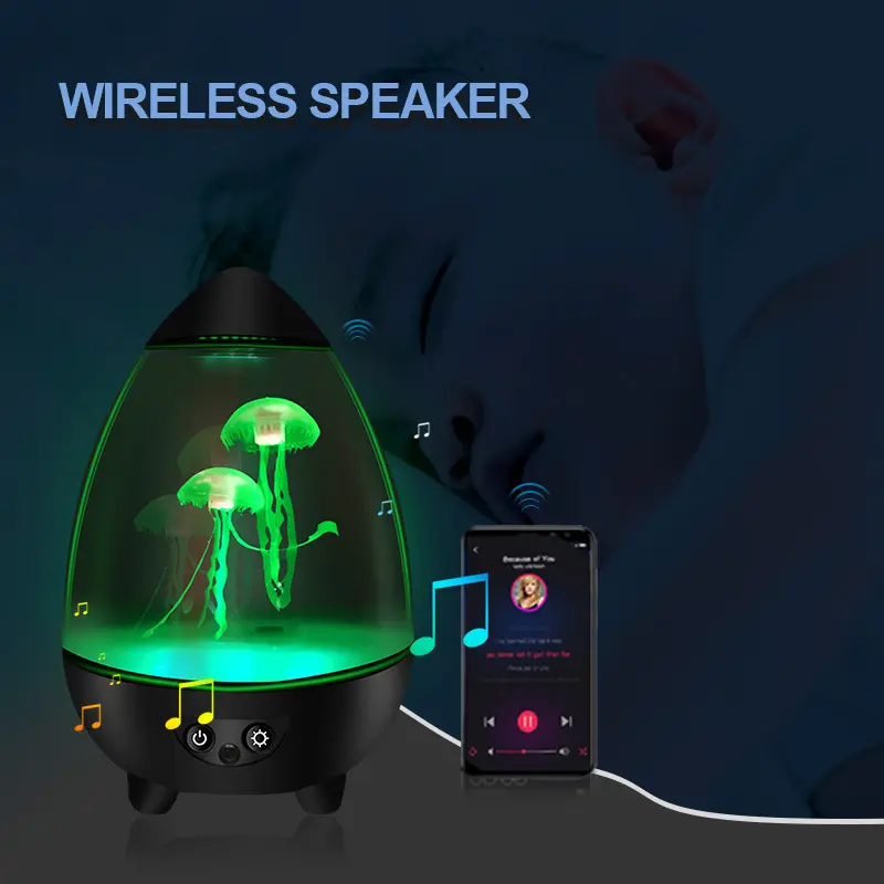 Jellyfish tank with USB and LED light desktop decoration mute