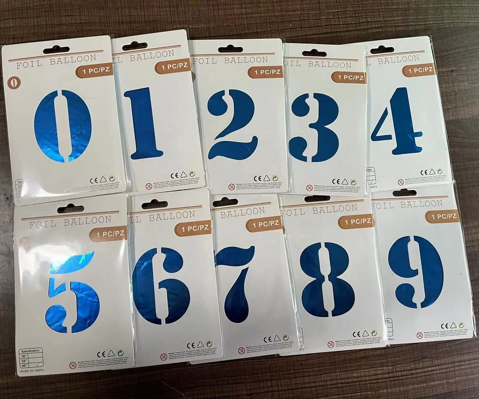 Воздушные шары из фольги Nicro, шары 16, 32, 40 дюймов, номер 0-9, с индивидуальной упаковкой для карт, для дней рождения, с номером майлара, алюминиевая фольга