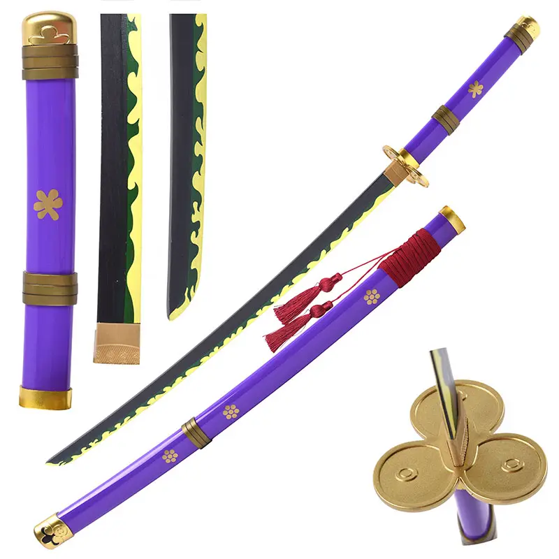 Популярная версия фиолетовый Enma меч катана, деревянная мечи «анимэ» цельный Зоро меч для косплея