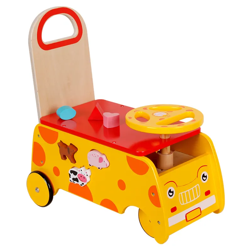 COMMIKI автомобиль с животными, детский Тяговый канат, детский шаг для раннего обучения, тяговый маленький прицеп, игрушки, деревянные детские ходунки