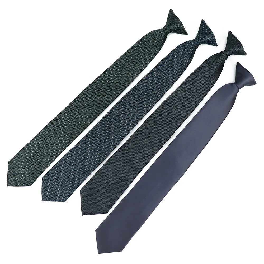 Factory Price Polyester Woven Jacquard Dark Color Necktie Durable Striped Solid Clip On Mens Neck Ties