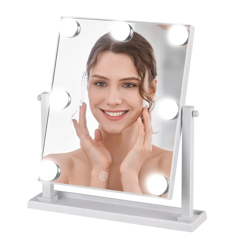 Настольное перезаряжаемое зеркало для туалетного столика, домашнее голливудское светодиодное зеркало для макияжа с лампочками