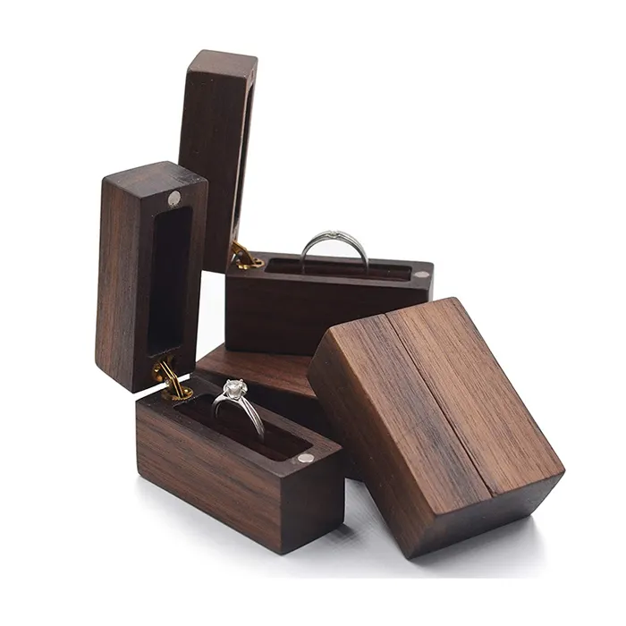 Коробка из чистого дерева с логотипом на заказ, деревянная коробка для колец, Маленькая деревянная коробка для ювелирных изделий