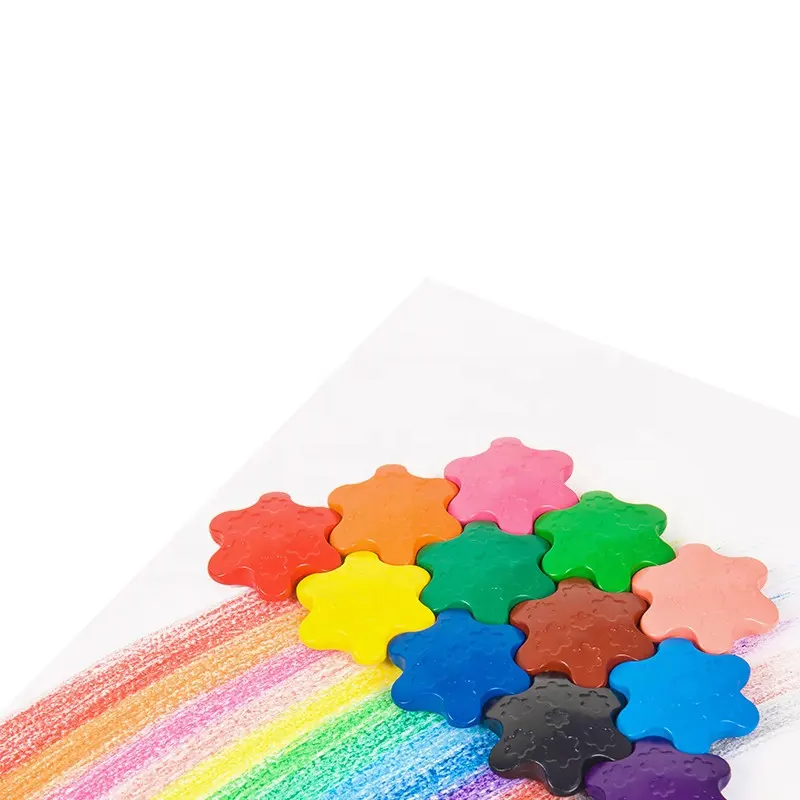 Set Crayons Stationery Gift Set 3D Plastic Snowflake Crayons For Painting 12 Colors With Show Box