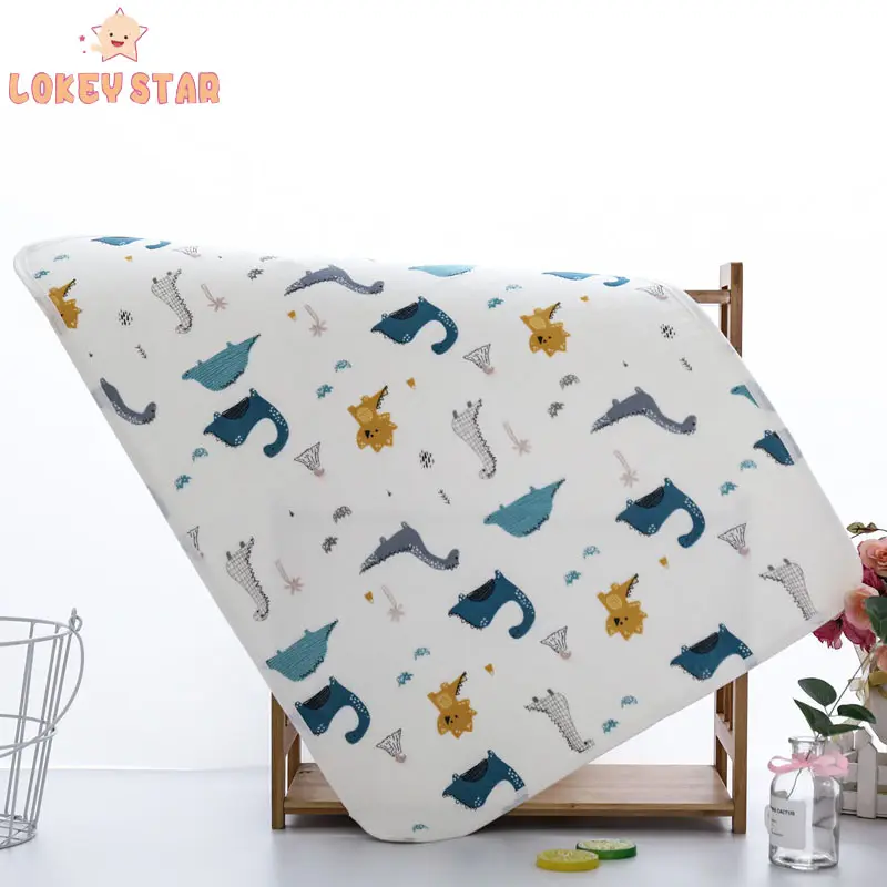 Lokeystar Dinosaur Muslin Cotton Waterproof Bed Sheet Portable Baby Diapers Changing Pads