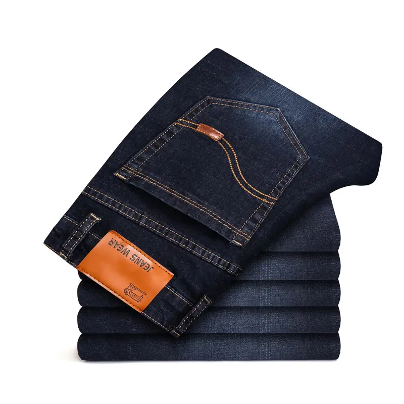 OEM/ODM под заказ синий бойфренд мешковатый бренд мужские дистрибьюторы мужские классические эластичные деловые прямые джинсы
