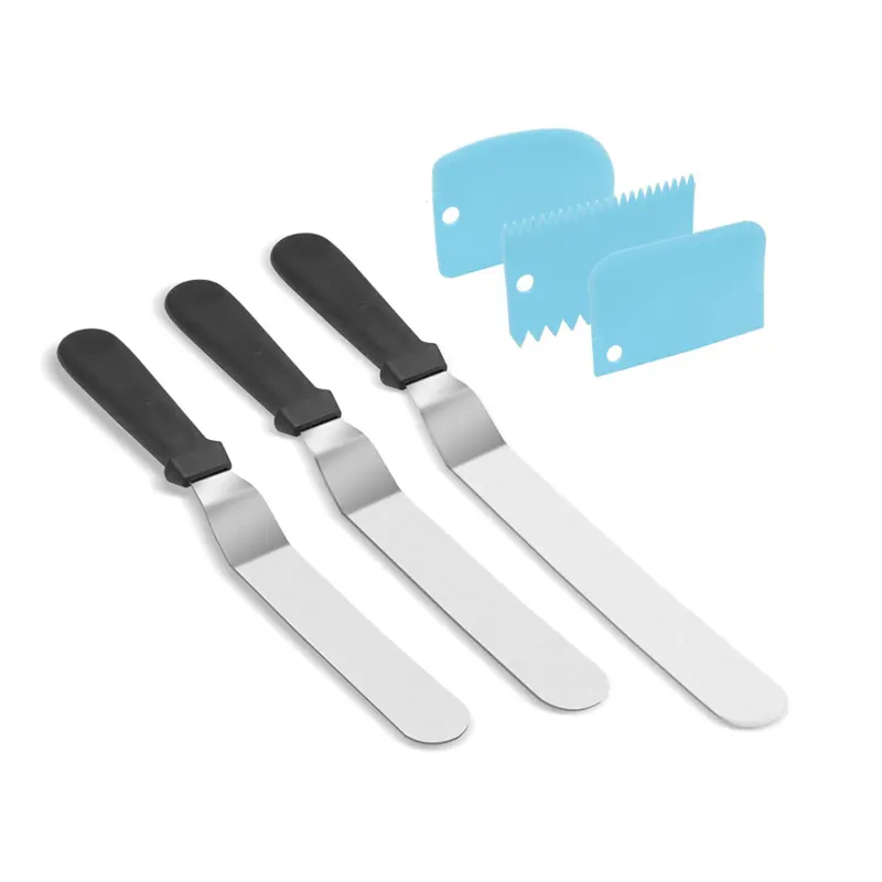 Stainless Steel Blades Cake Decorating Tools Cake Spatulas Icing Spatula Set with 6 8 10 Inch