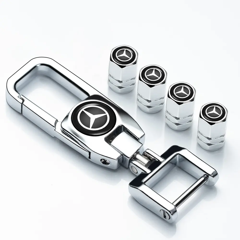 Car Wheel Tire Valve Stem Caps Logo Personality Modification Accessories Suit for Benz TRD JEEP Keychain Keyring Valve Stem Cap
