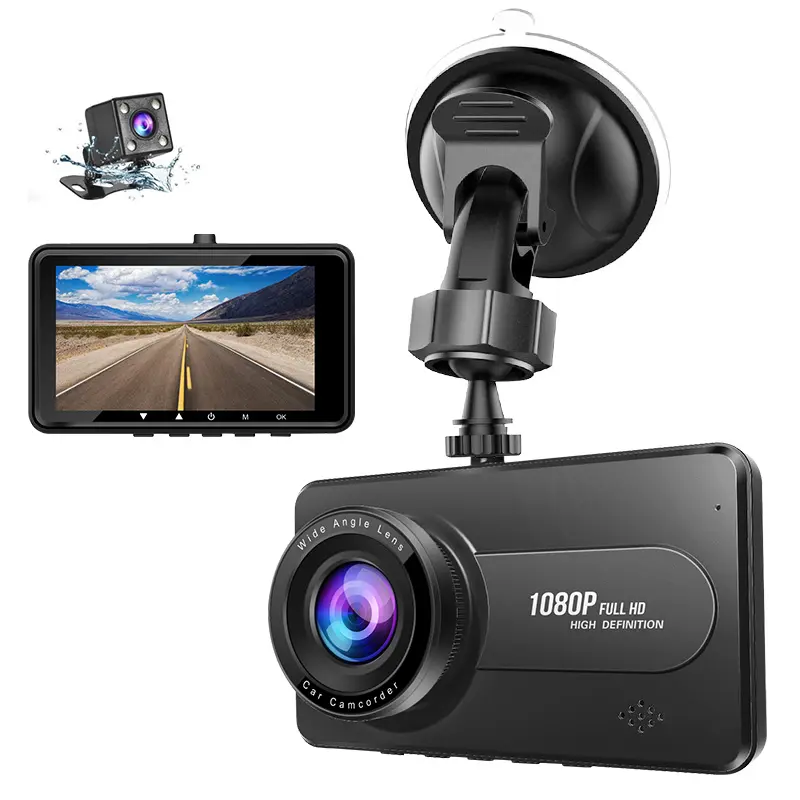 Japan Full 4.0inch screen front and back car DVR dashcam with two dual camera rear recorder camcorder with large stock