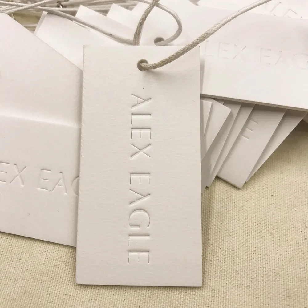 Fashion Free Sample New Design Embossed Hang Tag Special Gift String Pvc Hangtags For Clothing Own Logo