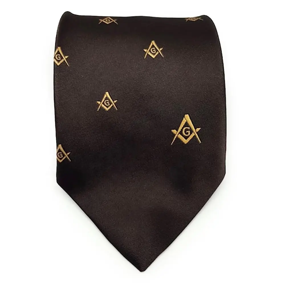 XINLI Neckwear Mens Manufacturer Logo Custom Tie Brown Freemason Bolo Silk Jacquard Neck Ties High Quality Masonic Regalia Ties