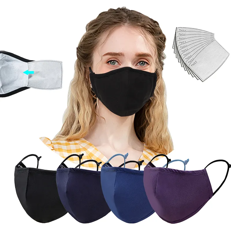 Skin Care Washable Protective Dust Face Cover Reusable Fashion Designer Organic Black Mask Cotton Face Mask For Adult And Kids