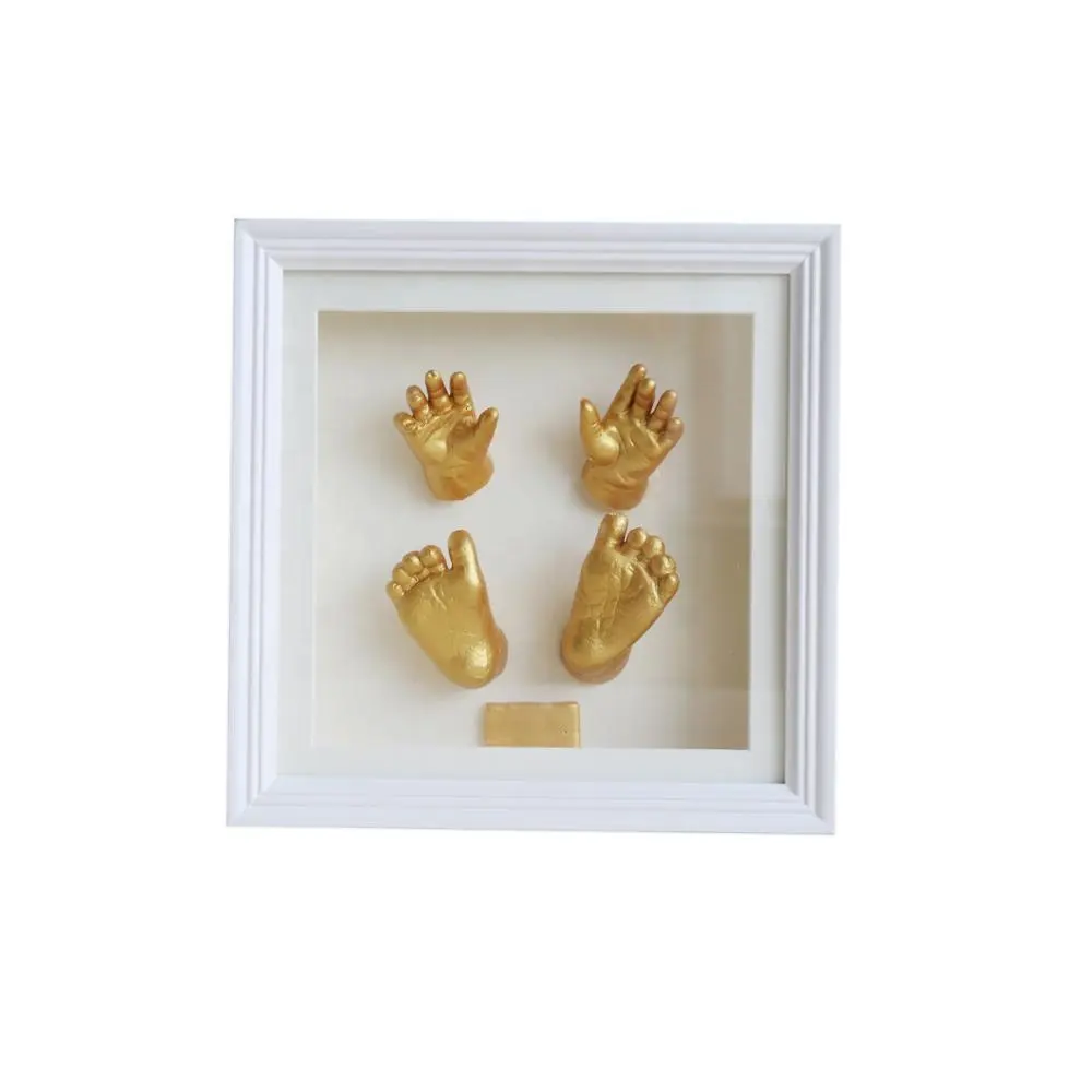 hot selling Original 8x8 white deep art Baby Hand print and Footprint 3D Casting Kit shadow box Frame